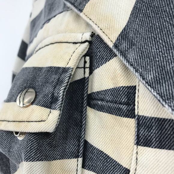 IRO Ourlandos Jacket 38/US 8 Striped Zebra Denim Snap Zip Front Quartet Pockets - Picture 7 of 12